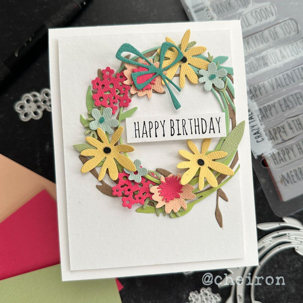 Tim Holtz Sizzix Vault Funky Floral Wreath Thinlits Dies 666563 happy birthday | color-code:ALT02