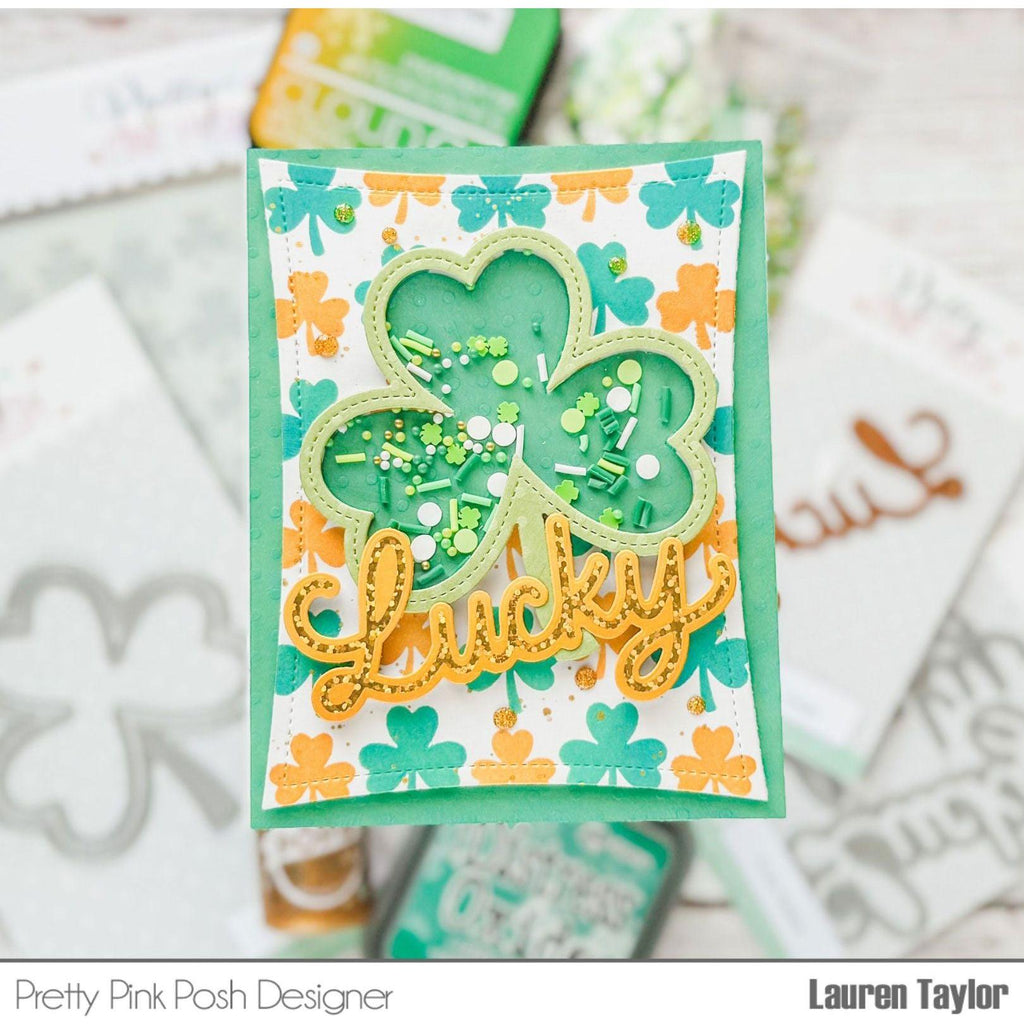 Pretty Pink Posh Layered Shamrocks Stencils lucky