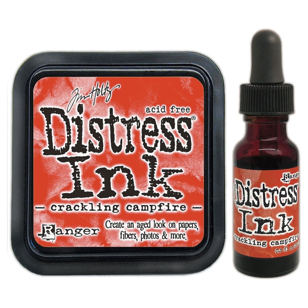 Tim Holtz Distress Crackling Campfire Ink Pad And Reinker Bundle Range