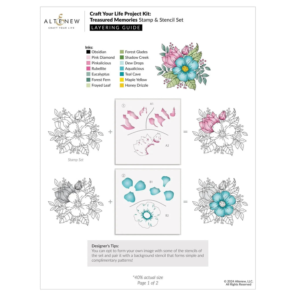 Altenew Craft Your Life Project Kit Treasured Memories Set alt10022bn layering guide