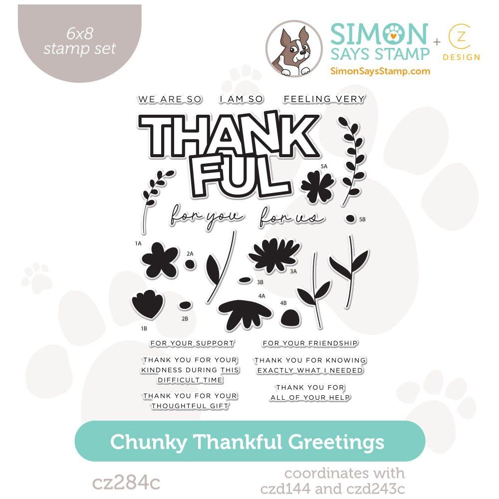 CZ Design Clear Stamps Chunky Thankful Greetings cz284c