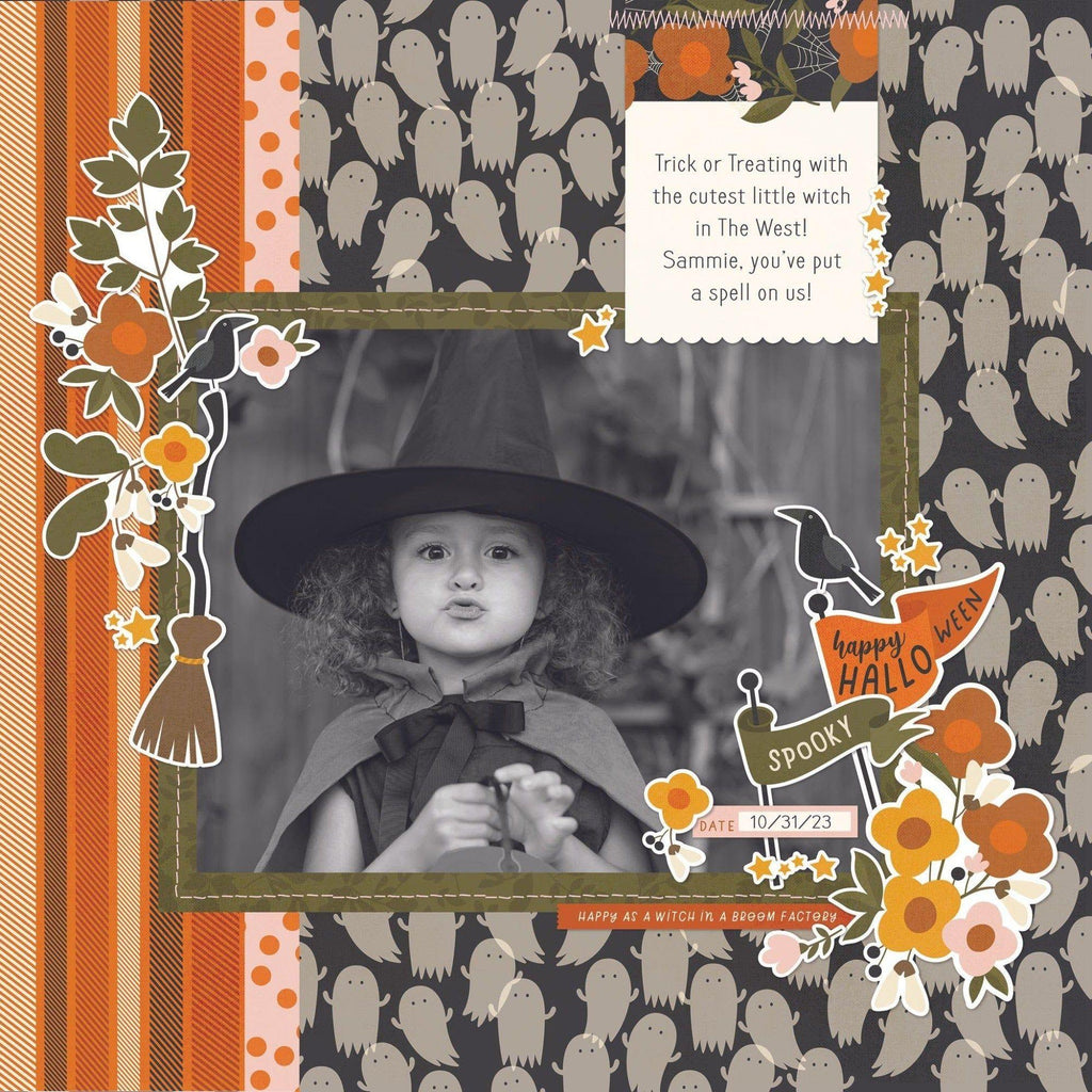 Simple Stories FaBOOlous Page Pieces Happy Halloween Witch Layout