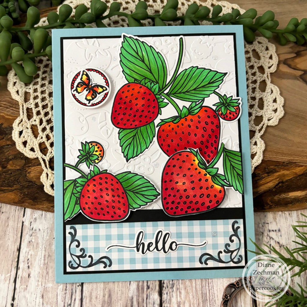 Sweet 'N Sassy Vintage Strawberry Seed Packet Clear Stamps cws-24-016 Summer Hello Card