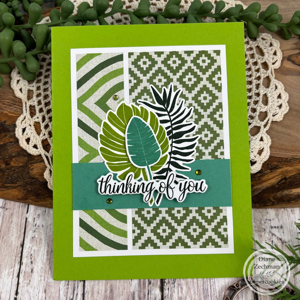 Sweet 'N Sassy Tropical Foliage Silhouettes Clear Stamps cws-24-003 Thinking Of You Card