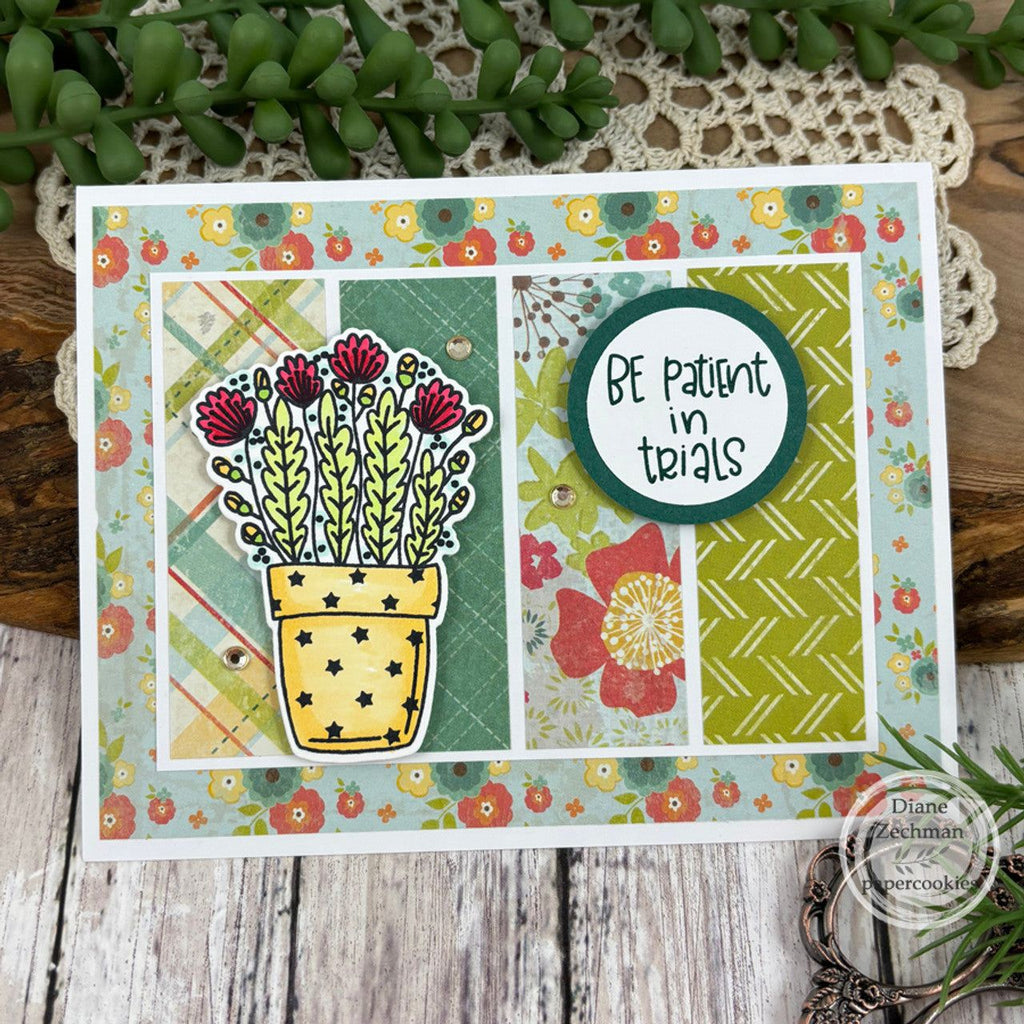 Sweet 'N Sassy Planted In Faith Clear Stamps cws-24-015 Be Patient In Trials Card