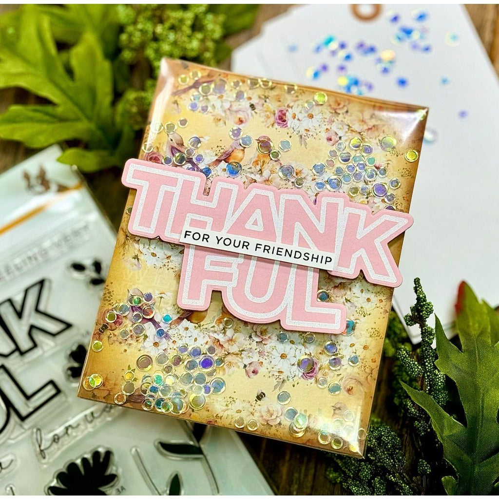 CZ Design Stamps and Dies Chunky Thankful Greetings set832ct Thankful Card