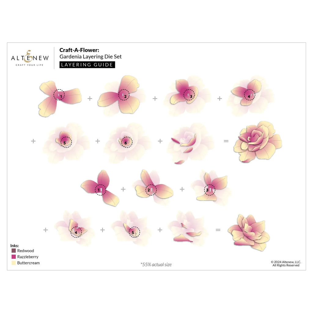 Altenew Craft-A-Flower Gardenia Layering Dies alt10100 layering guide