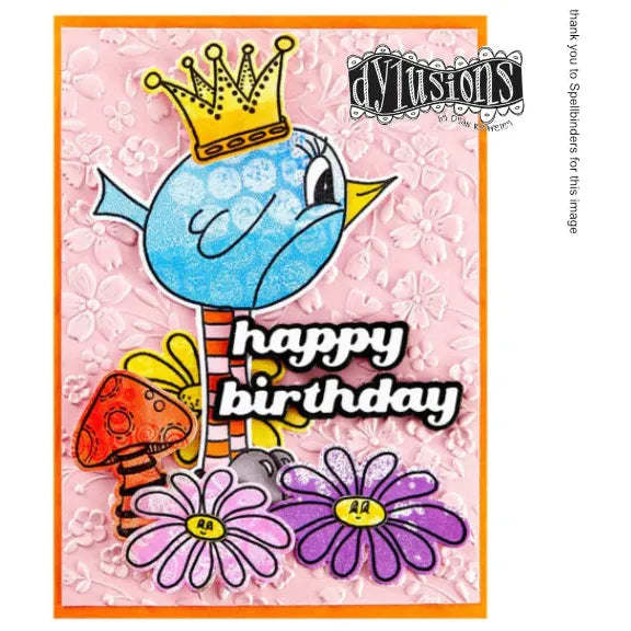 Dyan Reaveley Dylusions Robin Couture Cling Stamps dyr10009 happy birthday