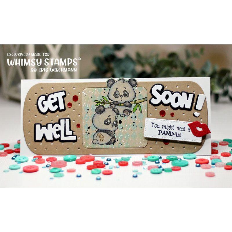 Whimsy Stamps Panda Get Well Outline Dies wsd289a slimline