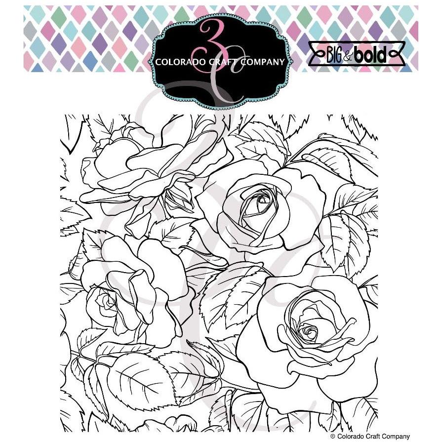 Colorado Craft Company Big and Bold Rose Background Clear Stamps bb799