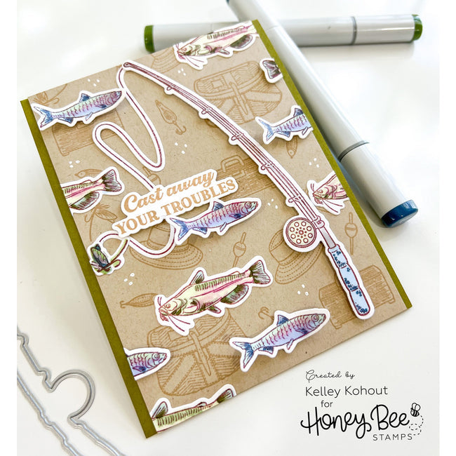 Honey Bee Fishing Legend Clear Stamp Set hbst-492 Kelley Kohout fish card