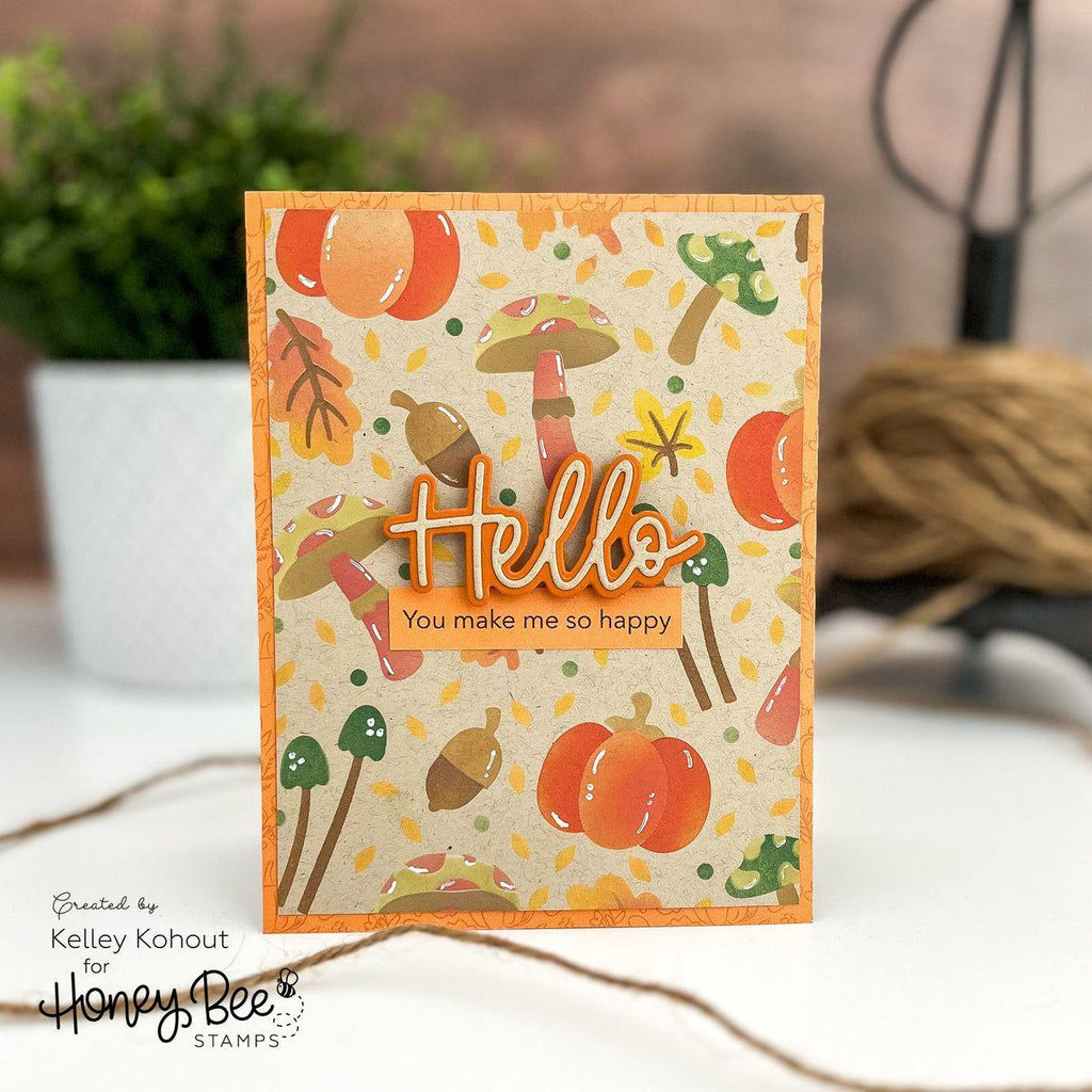 Honey Bee Forest Floor Stencils And Dies Bundle You Make Me So Happy Card