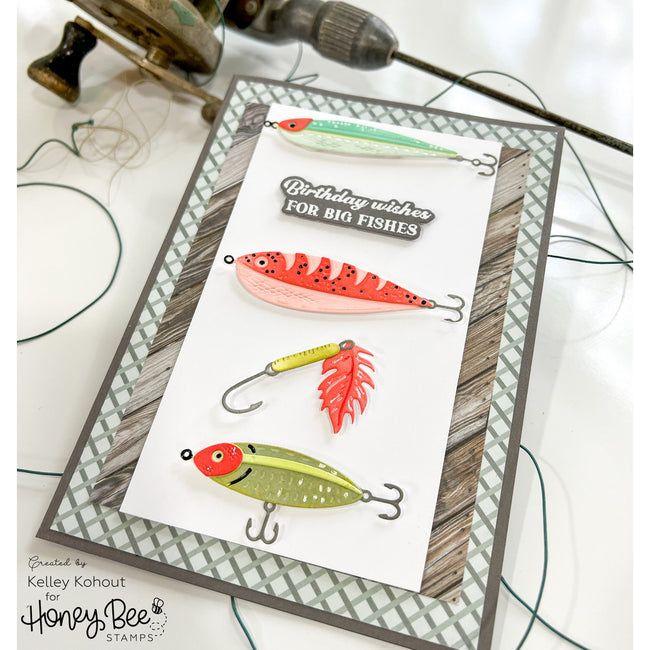 Honey Bee Hooked On You Clear Stamp Set hbst-494 Birthday wishes for big fishes