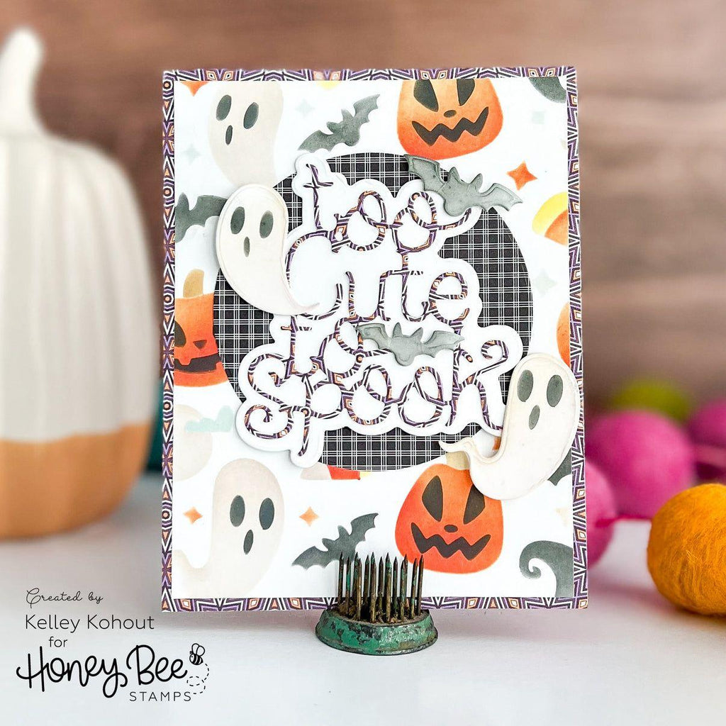 Honey Bee Happy Haunting Stencils And Dies Bundle Too Cute To Spook Card