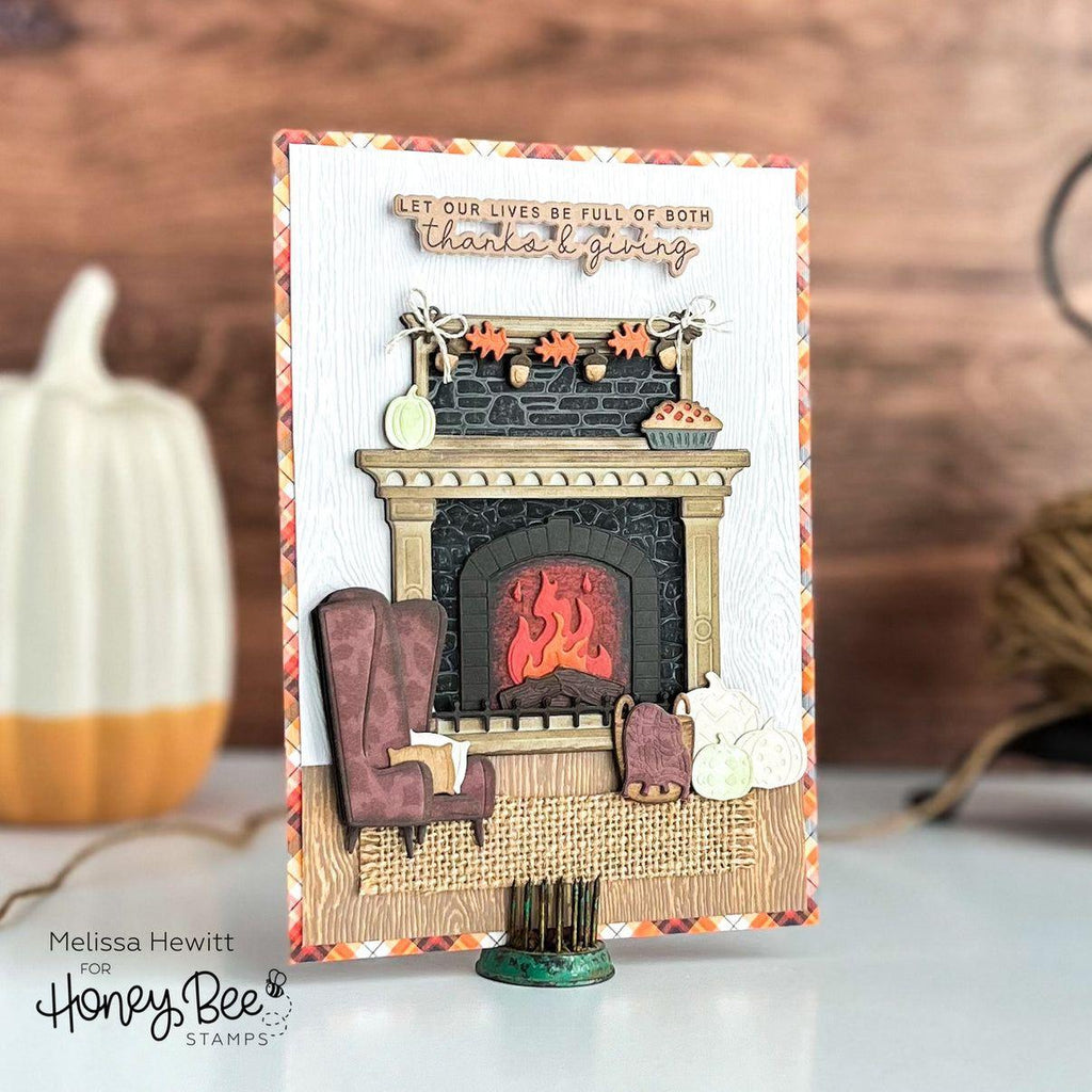 Honey Bee Lovely Layers Fireplace Dies hbds-llfire Thanks And Giving Card