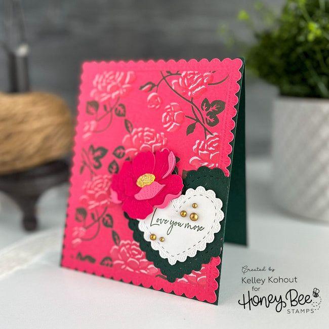 Honey Bee Climbing Rose Set Of 2 Layering Stencils hbsl-139 Love You More Card