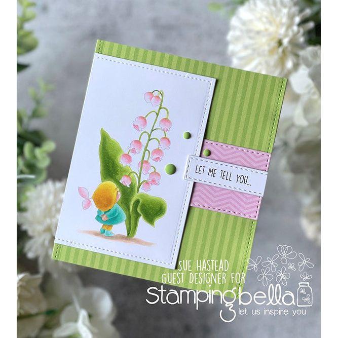 Stamping Bella Bundle Girl with Lily of the Valley Cling Stamp eb1243 pink flower card