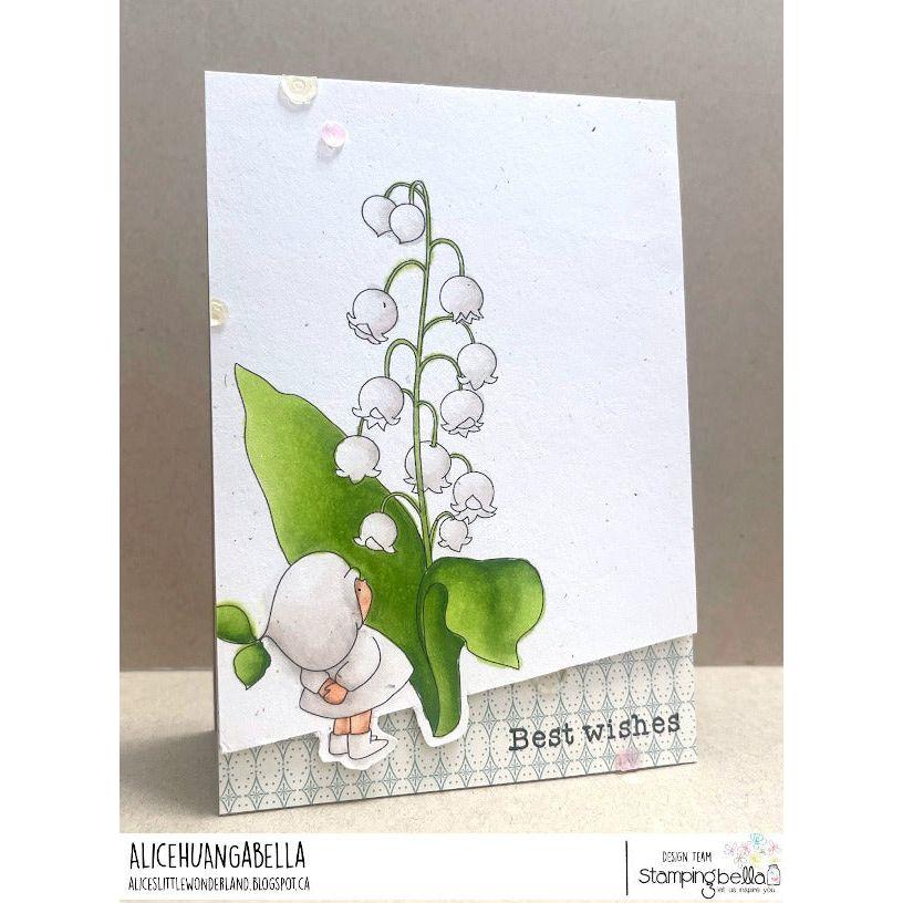 Stamping Bella Bundle Girl with Lily of the Valley Cling Stamp eb1243 best wishes card