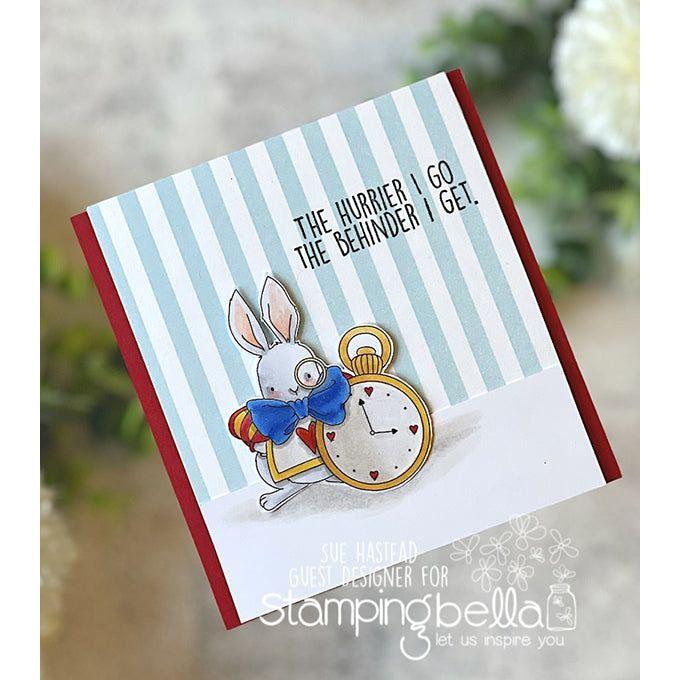 Stamping Bella Tiny Townie Wonderland White Rabbit Cling Stamp eb1291 behinder i get