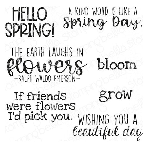 Stamping Bella Hello Spring Sentiment Set Cling Stamps eb1292