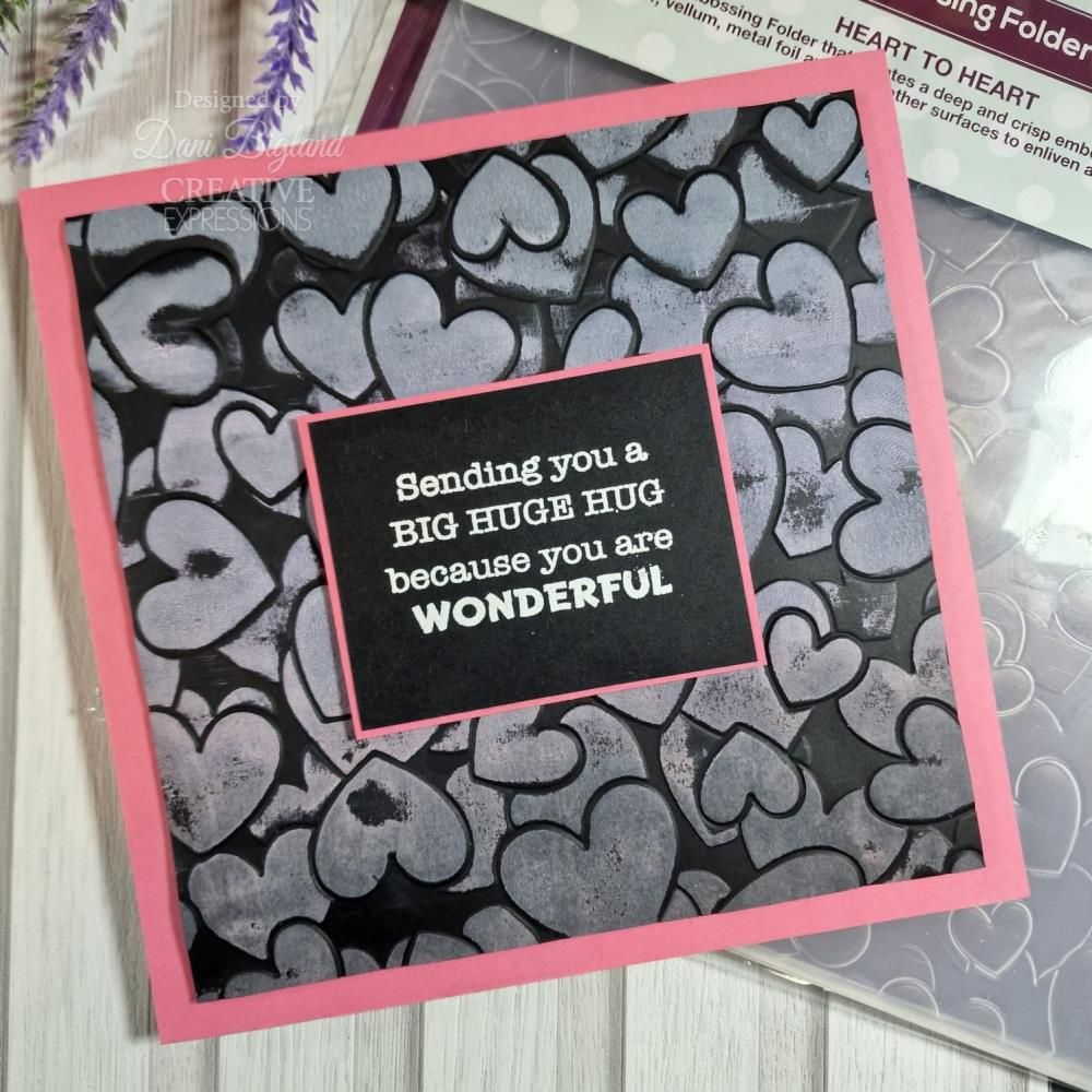 Creative Expressions Heart To Heart 3D Embossing Folder ef3d063 big huge hug card