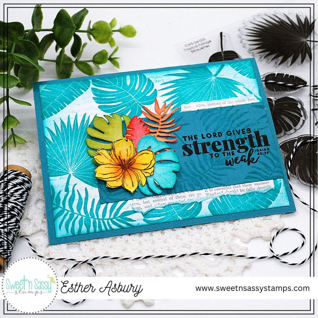 Sweet 'N Sassy Tropical Foliage Dies cwsd-265 The Lord Gives Strength To The Weak Card