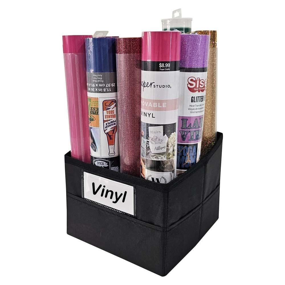 Totally Tiffany Black 6 x 6 Storage Cube ez-6x6-psc-blk with vinyl and foil rolls