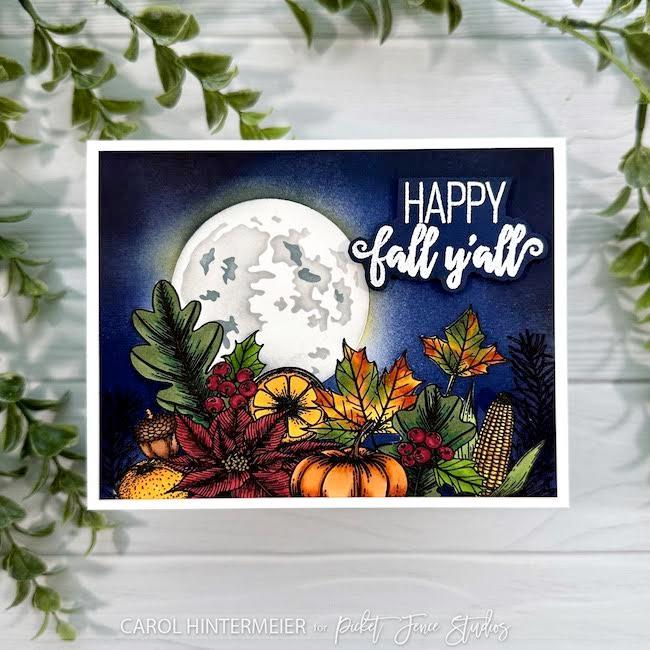 Picket Fence Studios Autumn has Arrived Clear Stamps f-179 moon card