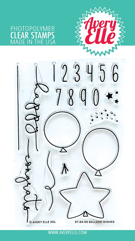Avery Elle Balloon Wishes Clear Stamp Set