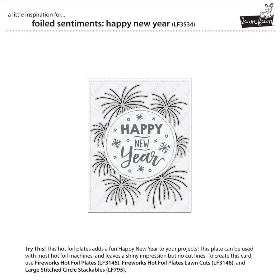 Lawn Fawn Foiled Sentiments: Happy New Year lf3534 Idea