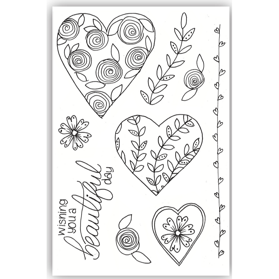 Julie HIckey Designs Hearts and Florals Clear Stamps ds-mg-1023