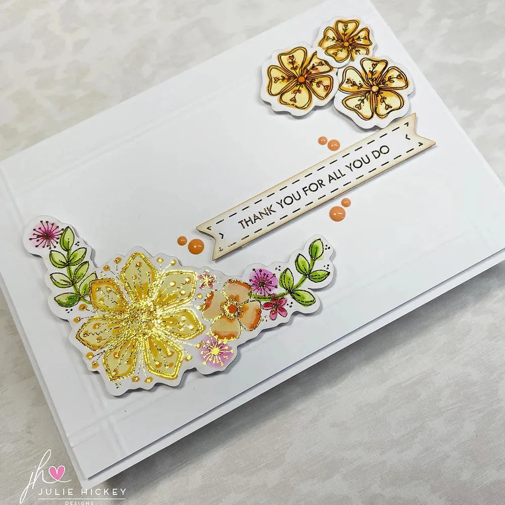 Julie Hickey Designs Assorted Sentiments 3 Die Cut Foilables JHD-DCF-1012 flowers