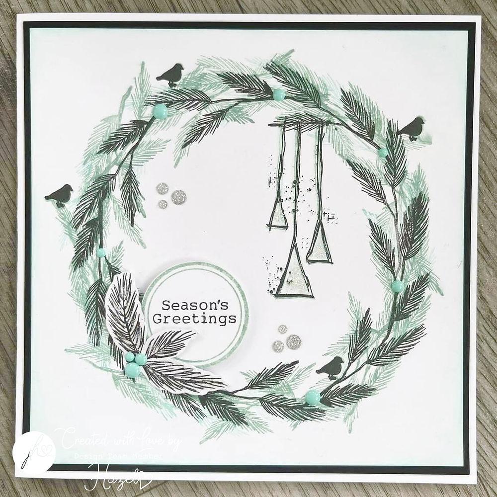 Julie Hickey Designs Essentially Christmas 3 Clear Stamps ds-he-1055 wreath