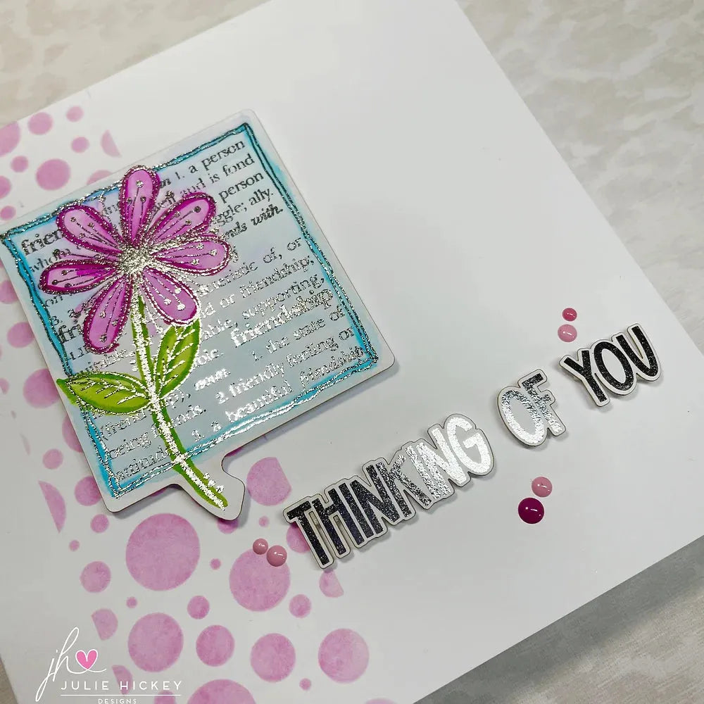 Julie Hickey Designs Assorted Sentiments 3 Die Cut Foilables JHD-DCF-1012 thinking of you