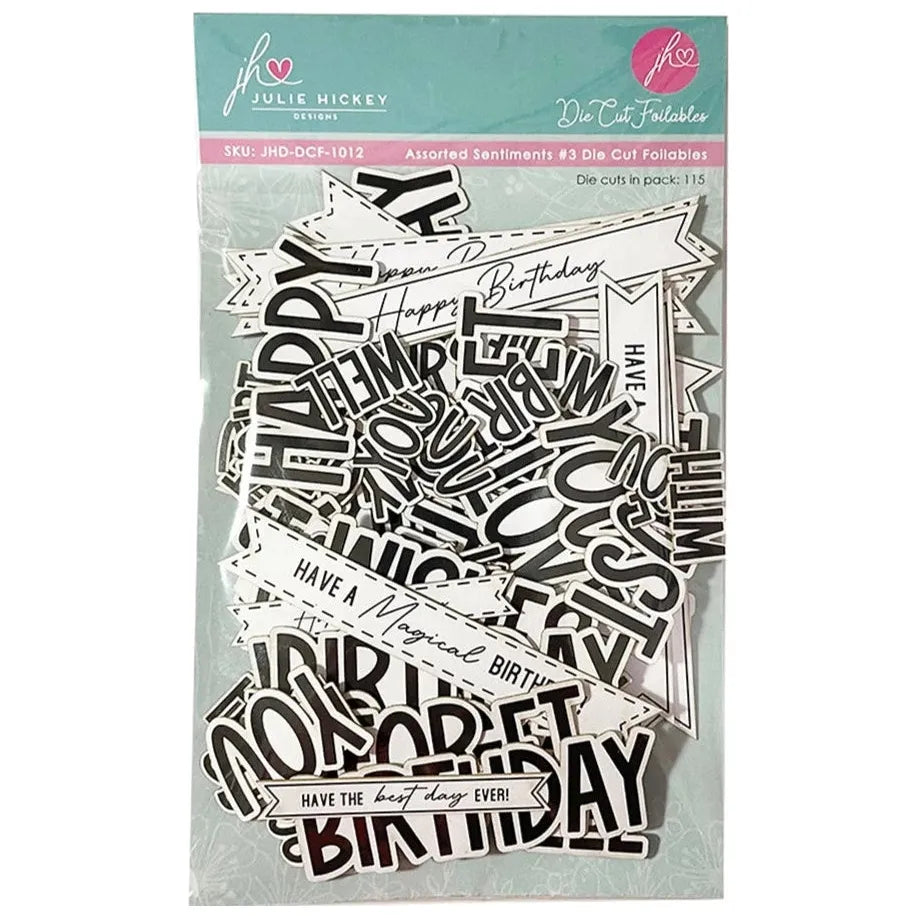 Julie Hickey Designs Assorted Sentiments 3 Die Cut Foilables JHD-DCF-1012