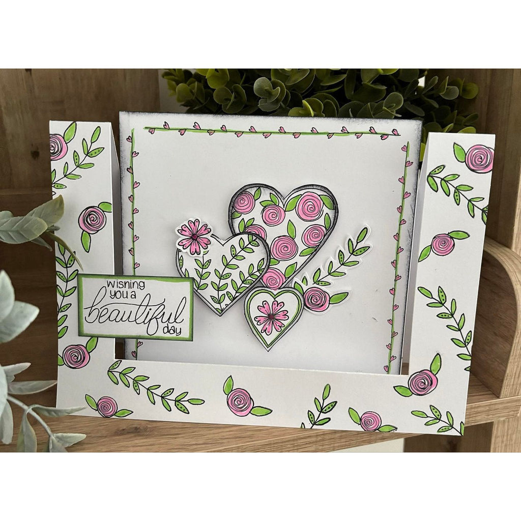 Julie HIckey Designs Hearts and Florals Clear Stamps ds-mg-1023 pink flowers