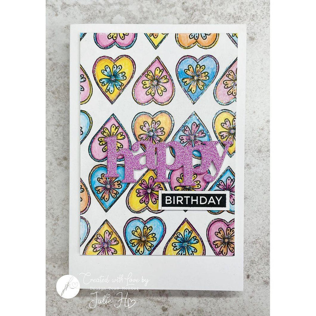 Julie HIckey Designs Hearts and Florals Clear Stamps ds-mg-1023 happy birthday