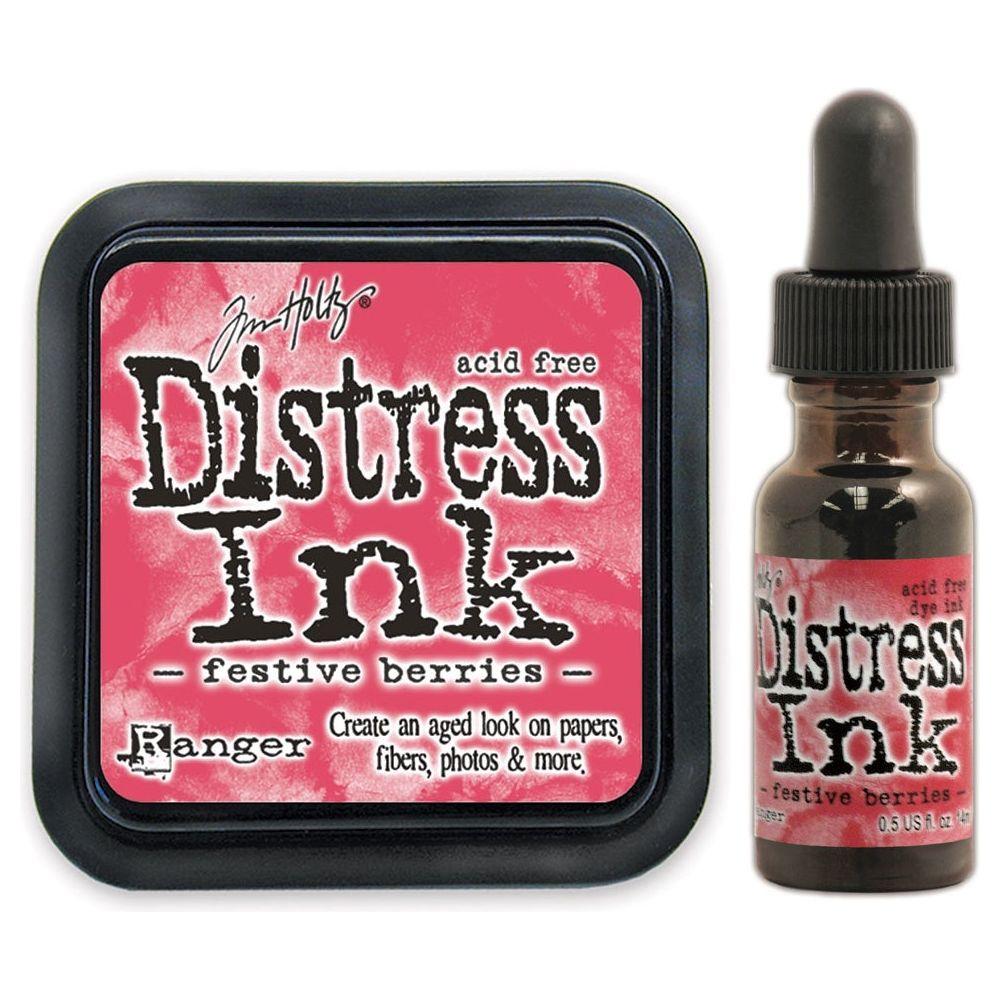 Tim Holtz Distress Festive Berries Ink Pad And Reinker Bundle Ranger