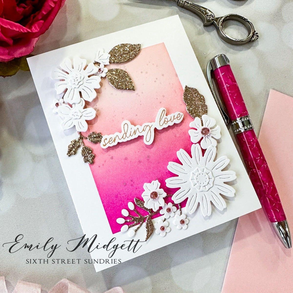 Pinkfresh Studio Stylized Florals Dies 228124 Sending Love Card | color-code:ALT03