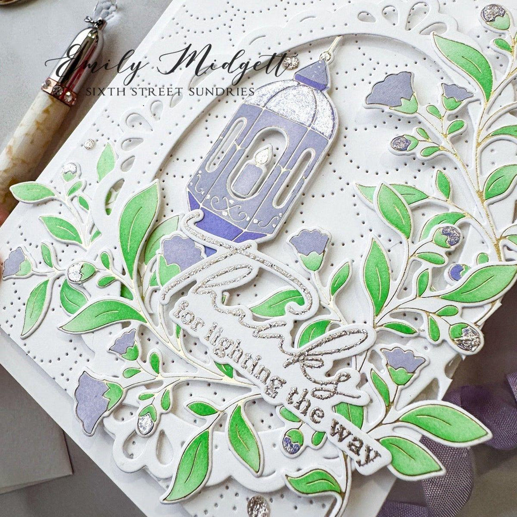 Pinkfresh Studio Lantern Botanicals Hot Foil Plate 219824 Spring Card | color-code:ALT02