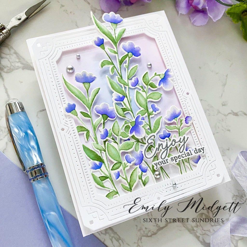 PinkFresh Studio Humbled And Grateful Die Set 206723 Floral Watercolor Card | color-code:ALT02