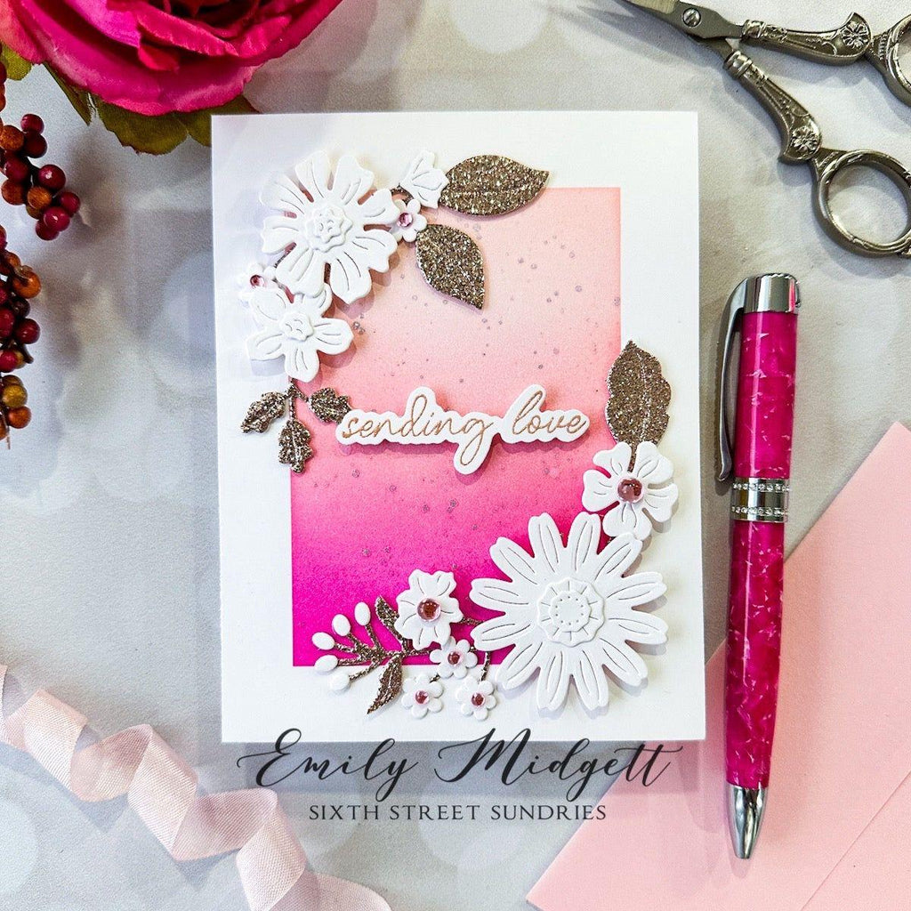 Pinkfresh Studio Sweet Blossoms Dies 227924 Sending Love Card | color-code:ALT01