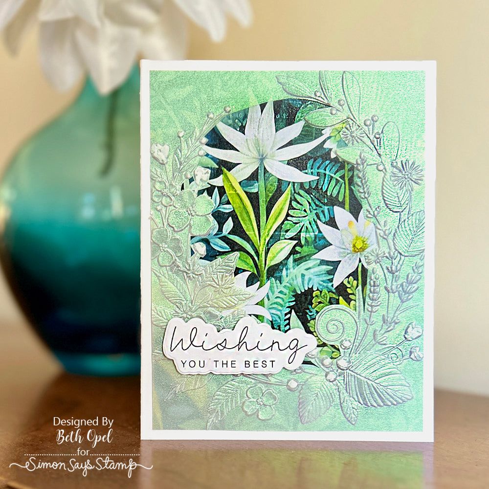 Simon Says Stamp Embossing Folder Blossom Swag sf373 Wishing You the Best Card | color-code:ALT02