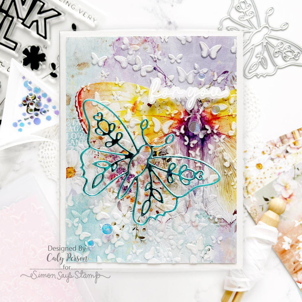 Simon Says Stamp Embossing Folder Butterfly Burst sf388 For You Card | color-code:ALT02