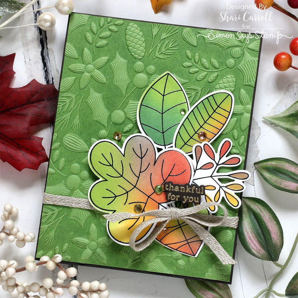 Simon Says Stamp Embossing Folder Fluted Forest Decor sf445 Thankful Card | color-code:ALT04