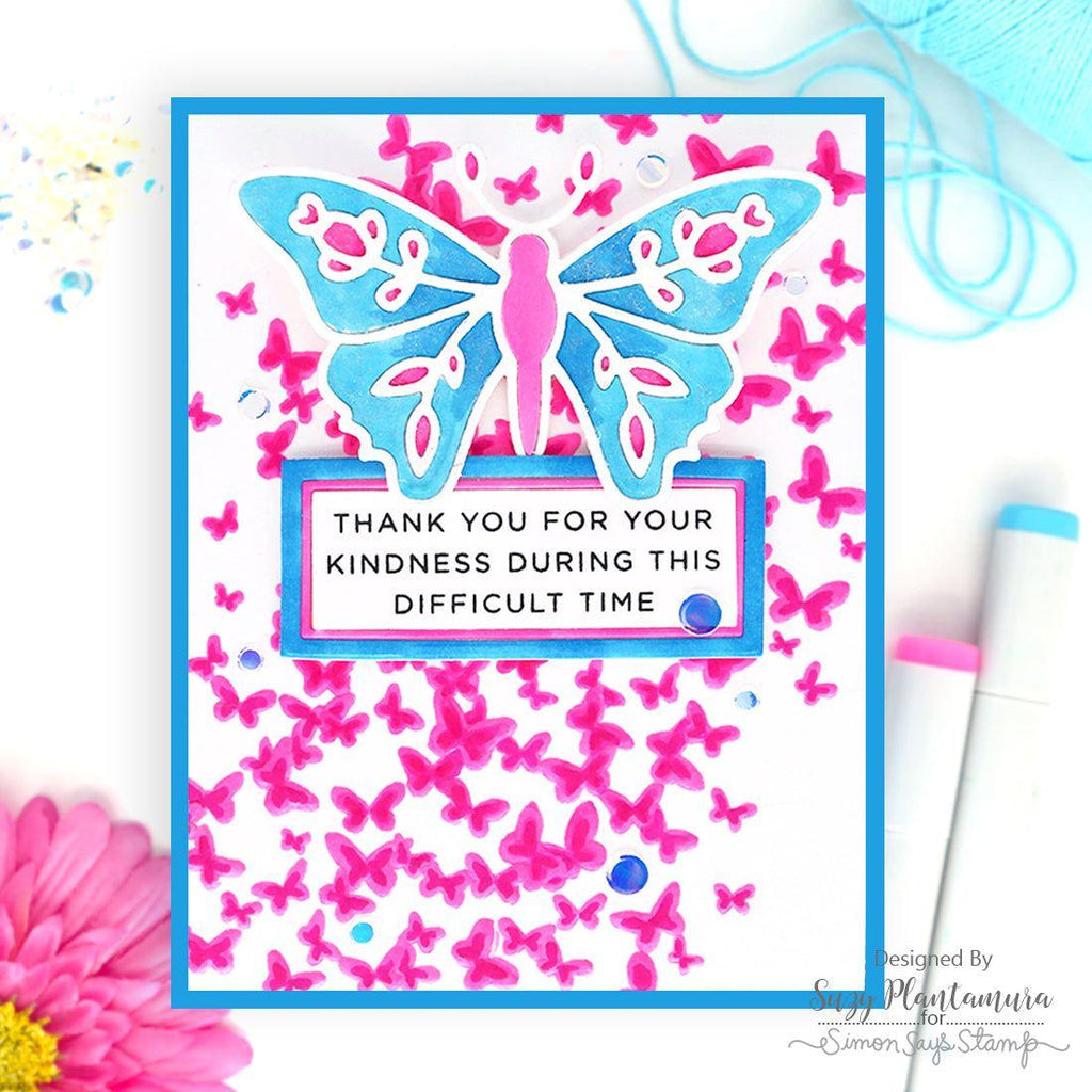 Simon Says Stamp Embossing Folder Butterfly Burst sf388 Thank You Card | color-code:ALT03