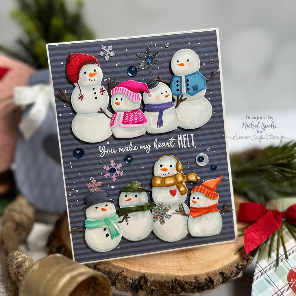 Simon Says Stamp Embossing Folder and Cutting Dies Bundled Snowmen sfd418set | color-code:ALT03