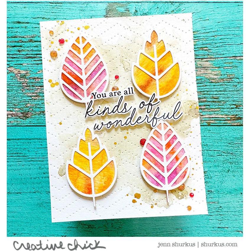 PinkFresh Studio Foliage Shaker Die Set 212623 Water Color Foliage Card | color-code:ALT02