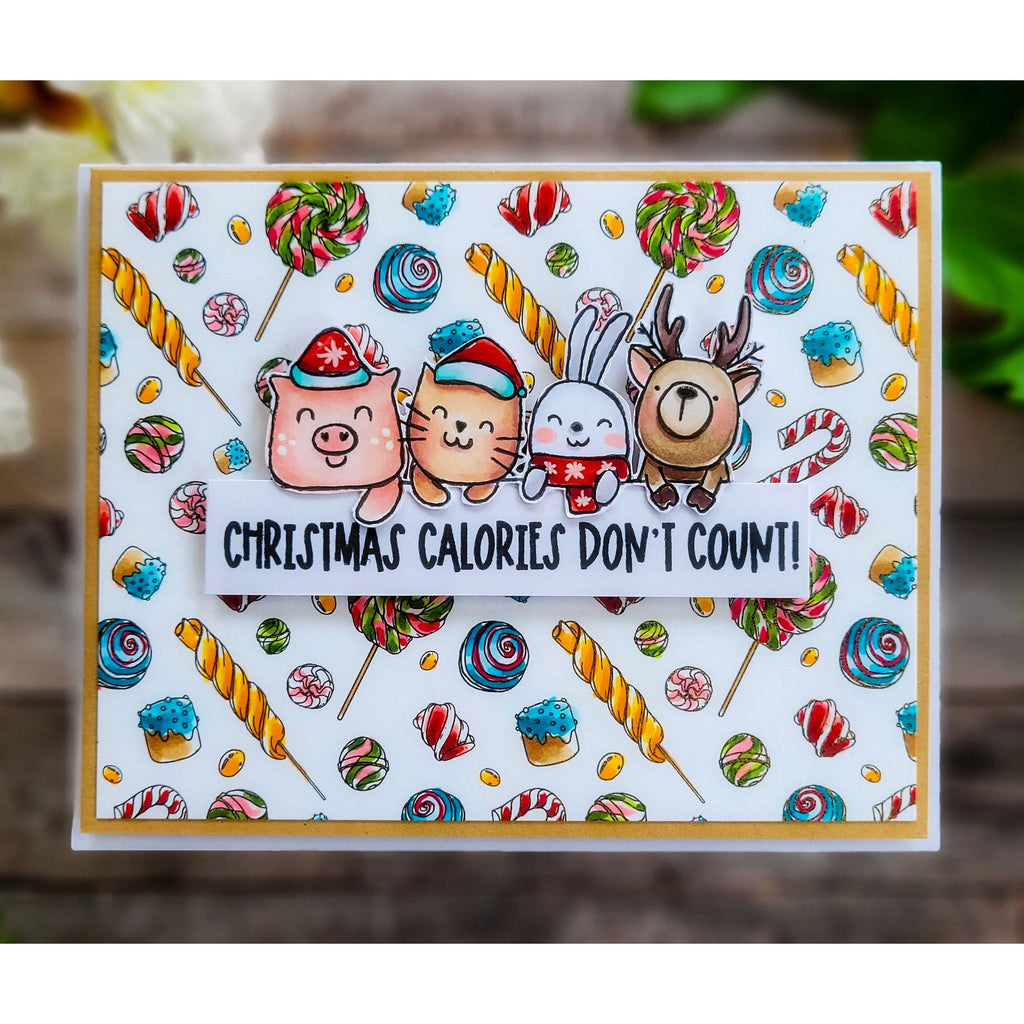 Picket Fence Studios Foiling Toner Card Fronts Christmas Goodies ft-104 christmas calories