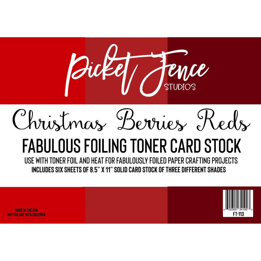 Picket Fence Studios Foiling Toner Card Stock Christmas Berries Reds ft-113